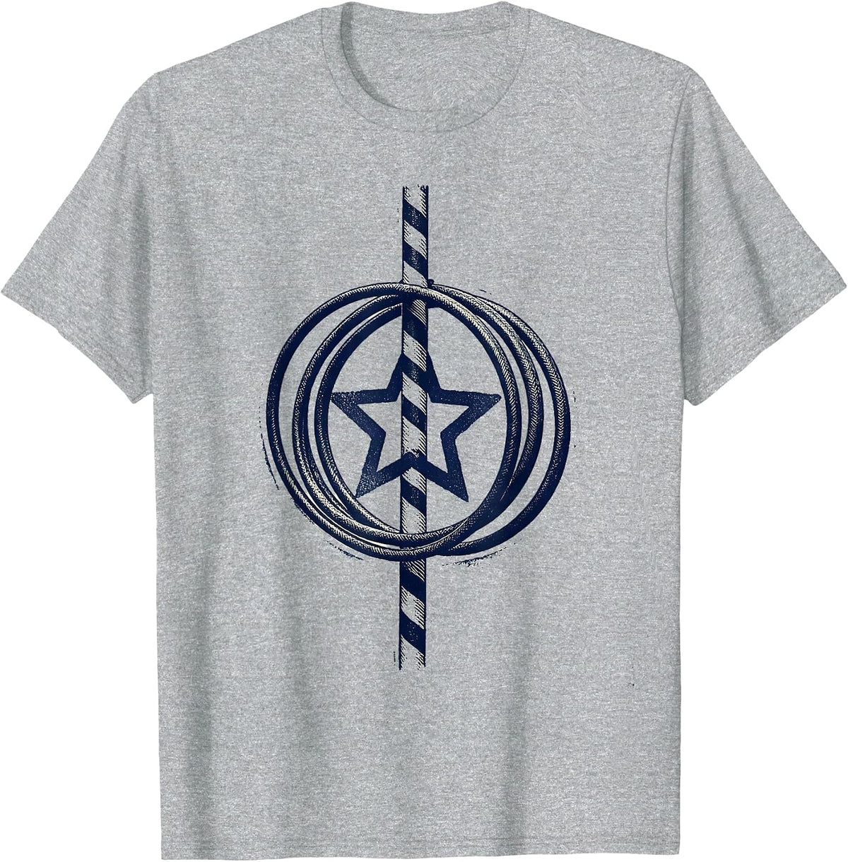 Men's Interlocked Aerial Hoops Rubber Stamp Circus Party Costume T-Shirt - Heather Grey