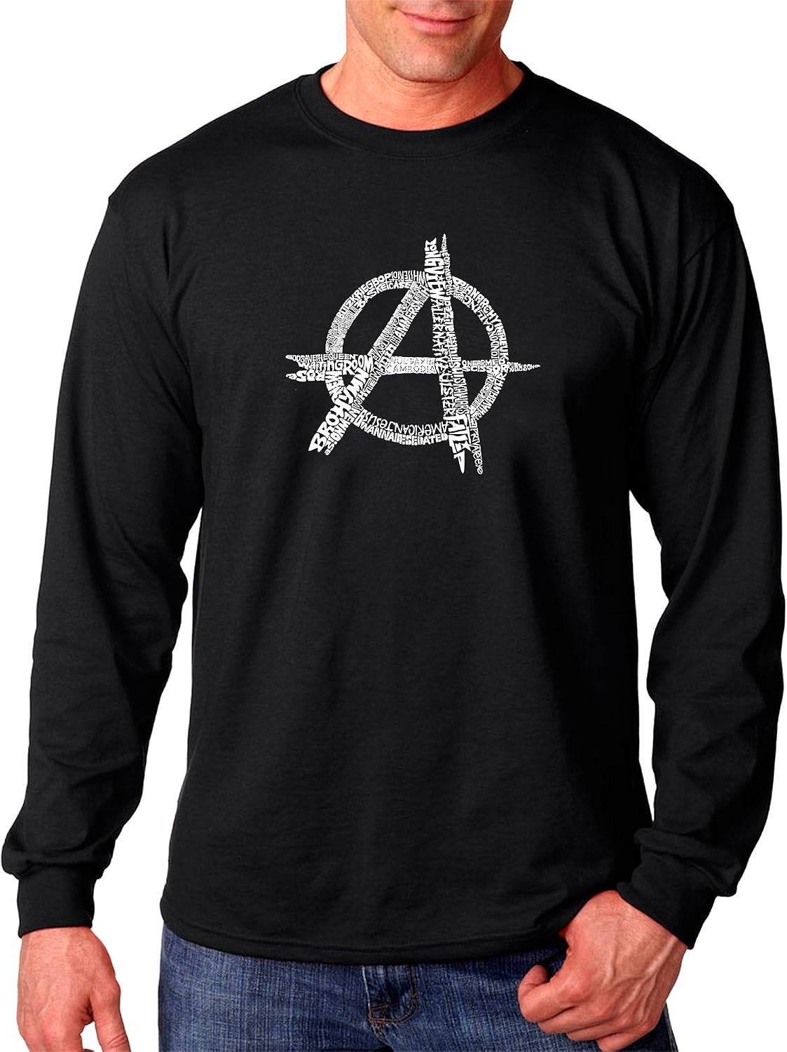 LA POP ART Men's Long Sleeve Word Art T-Shirt - Great All Time Punk Songs - As Pictured