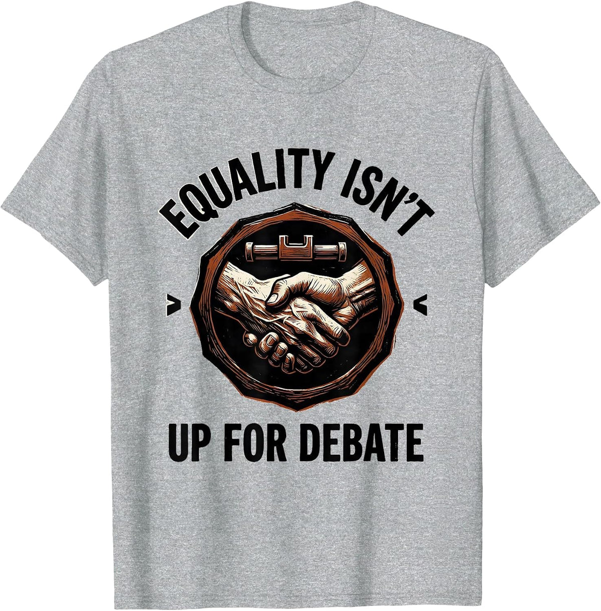 Equality Isn't Up For Debate Linocut Social Justice Activist T-Shirt, Men, Heather Grey, 3X-Large - As Pictured