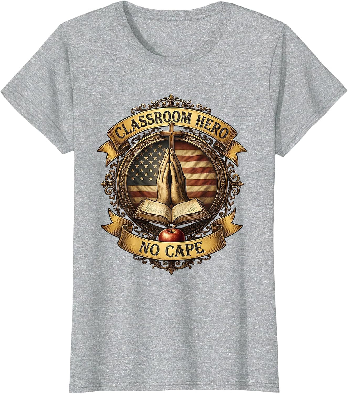 Classroom Hero No Cape Paraprofessional Design T-Shirt - Heather Grey