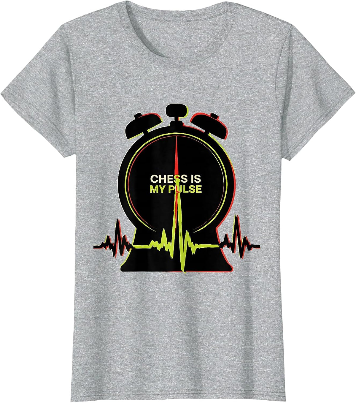 Chess Is My Pulse Screenprint Chess Enthusiast Hobby Gift T-Shirt - Heather Grey