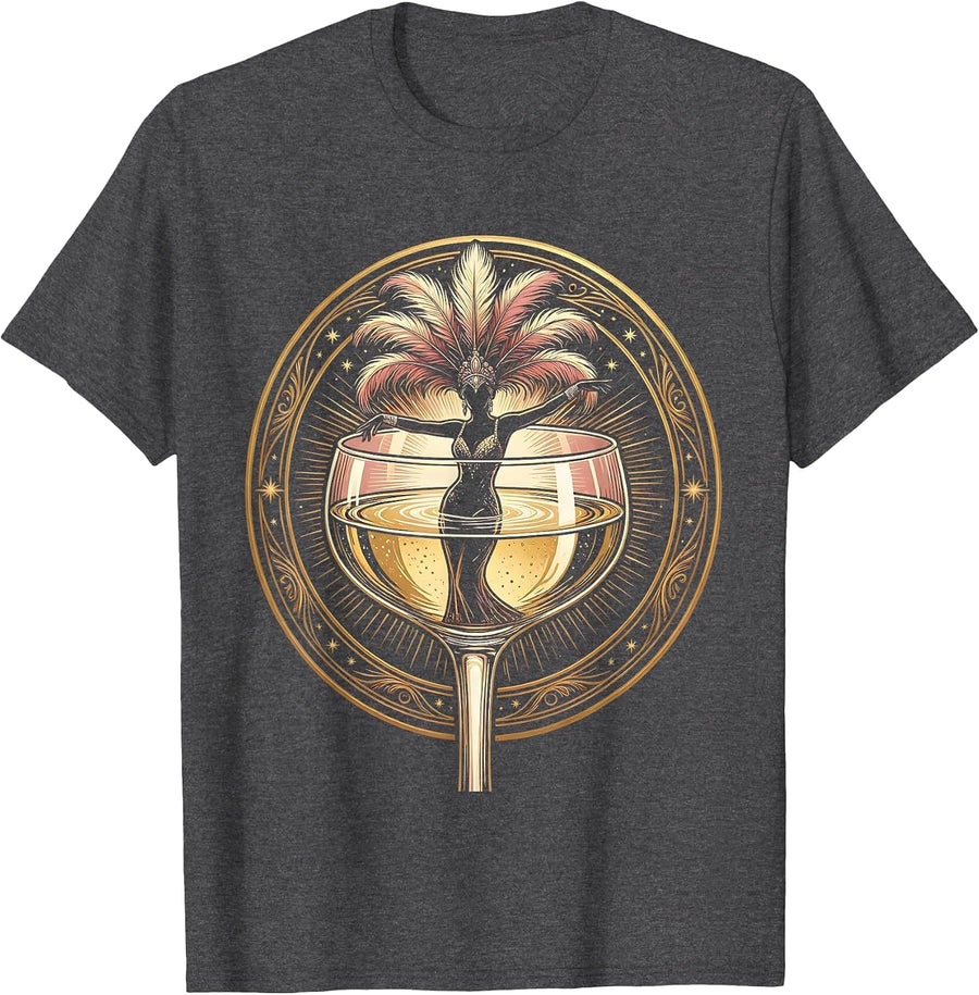 Men's Showgirl Silhouette Champagne Coupe Graphic T-Shirt - Dark Heather Grey
