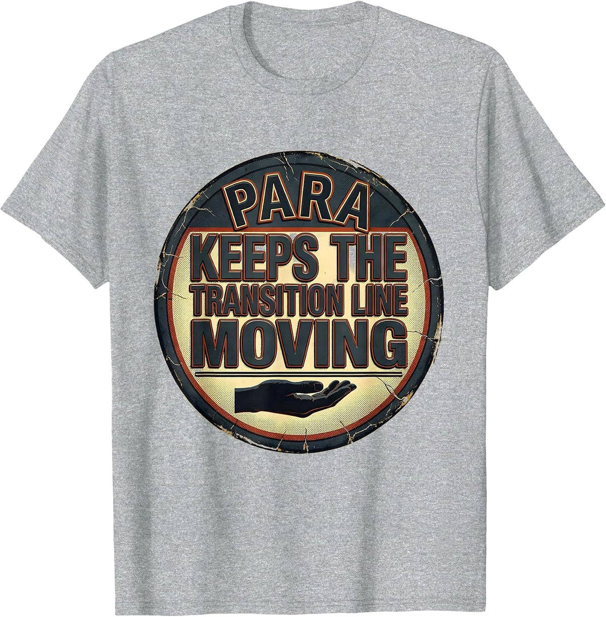 Men's PARA Keeps The Transition Line Moving Distressed T-Shirt - Heather Grey