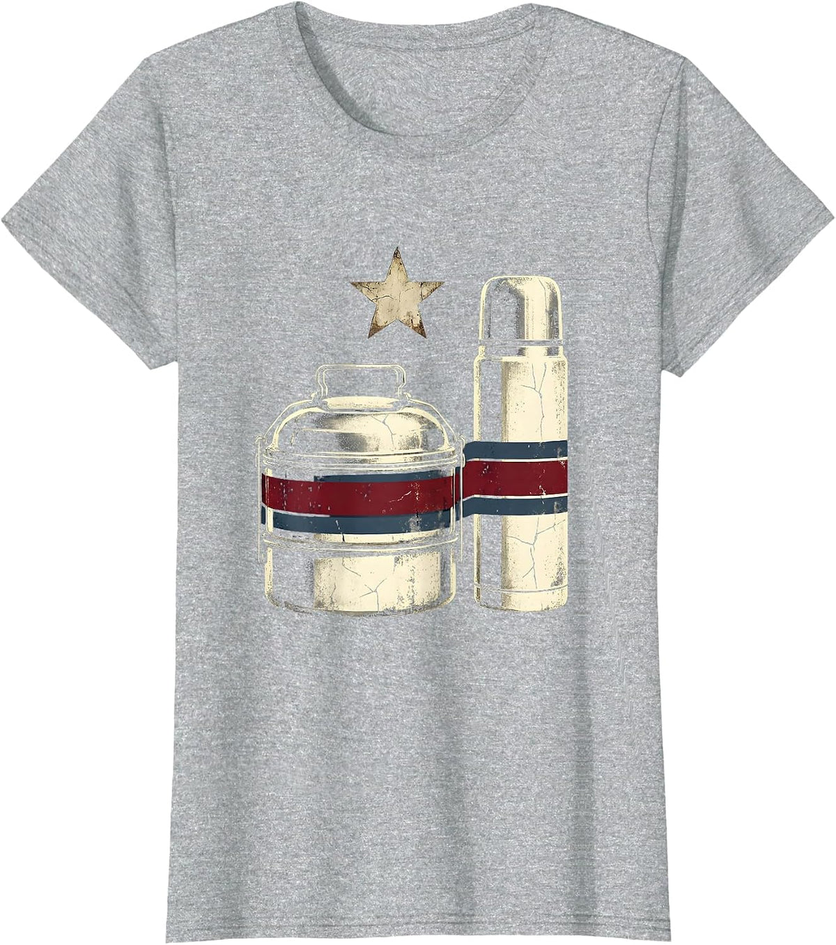 Labor Day Lunch Pail and Thermos Illustration T-Shirt - Heather Grey