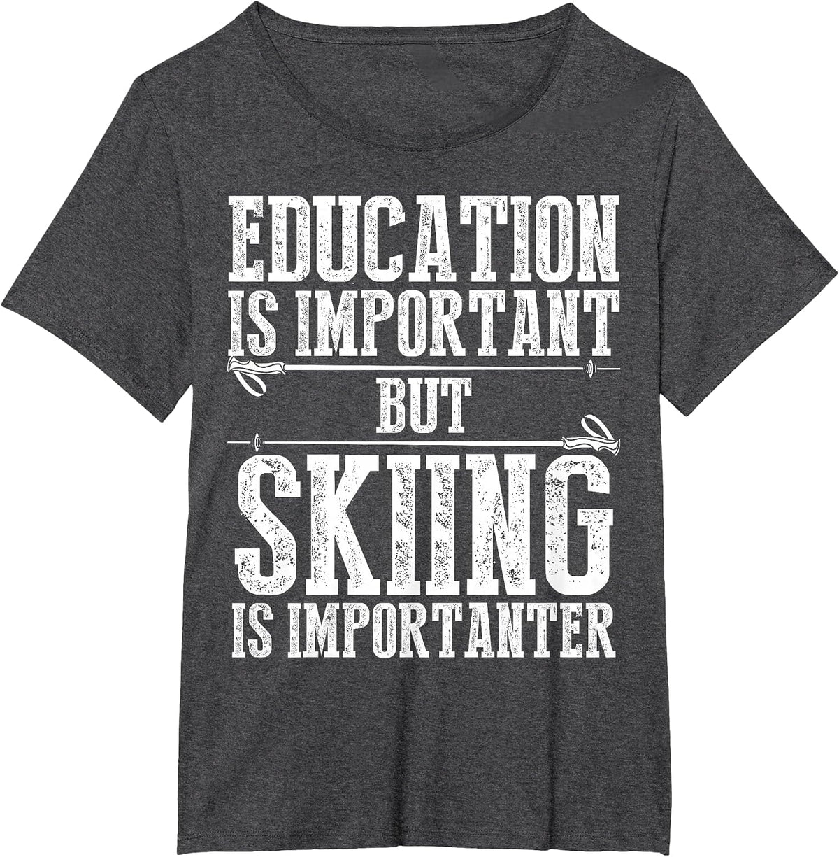 Skiing Art for Men Women Kids Winter Sport Ski Lover Skier T-Shirt - Dark Heather Grey
