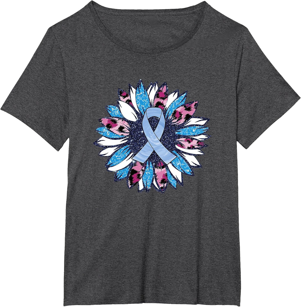 Blue Sunflower Diabetes Awareness Men Women Warrior T-Shirt - Dark Heather Grey