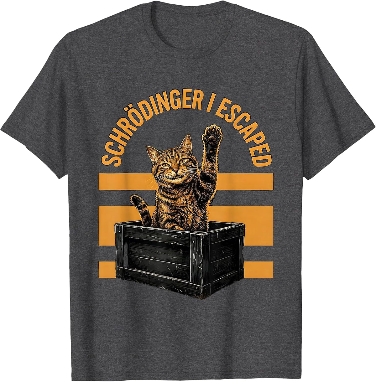 Schrödinger I Escaped Funny Quantum Physics Cat Lover T-Shirt - Dark Heather Grey