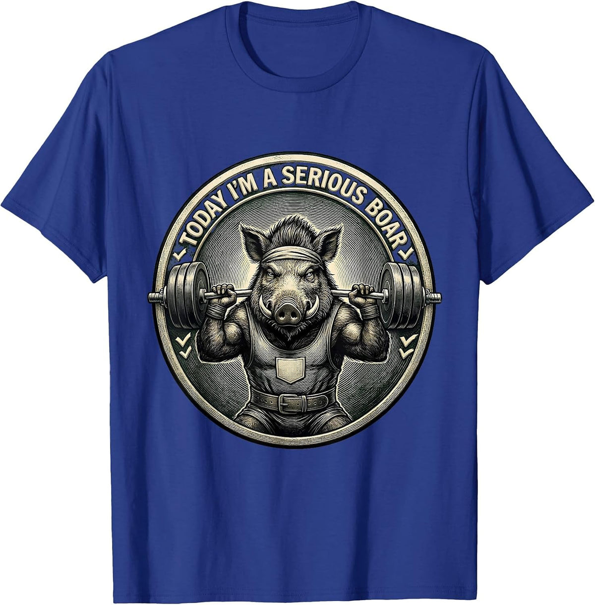 Men's Today I'm A Serious Boar Funny Gym Weightlifting Workout T-Shirt - Royal Blue