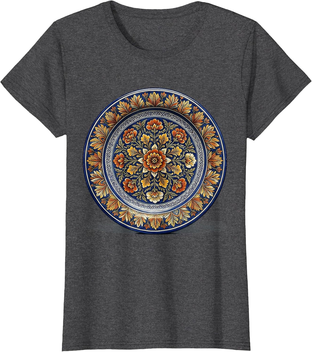 Women's Talavera Pottery Hispanic Heritage Month Design T-Shirt - Dark Heather Grey