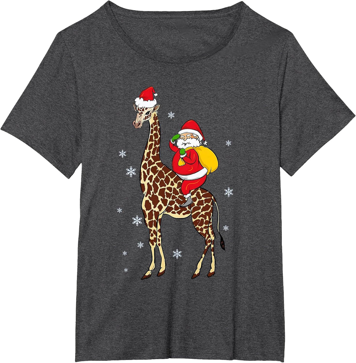 Funny Santa Giraffe Christmas Pajama Gift for Men Women Kids T-Shirt - Dark Heather Grey