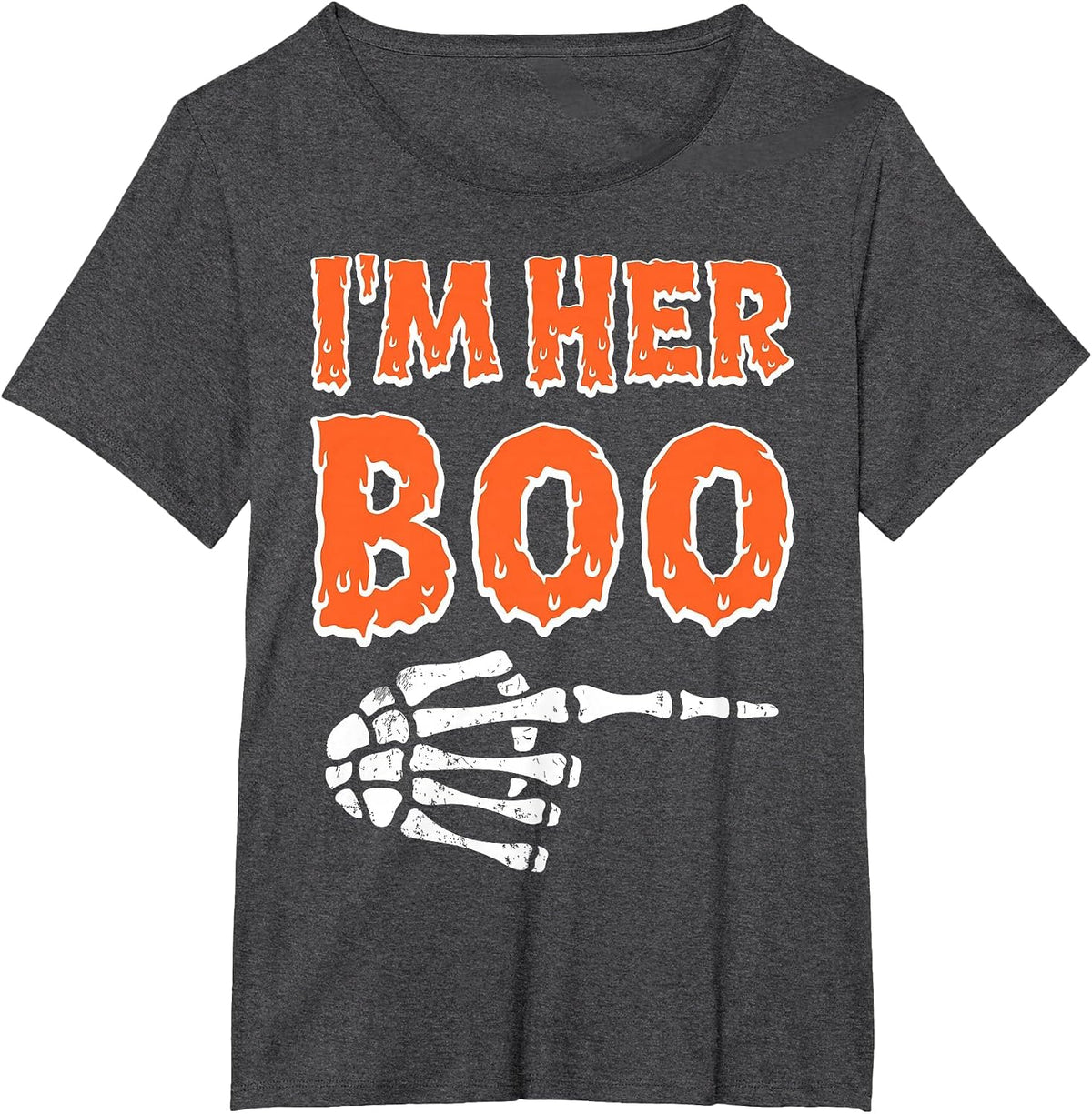 I’m Her Boo I’m His Ghoul Halloween Couples Matching Costume T-Shirt - Dark Heather Grey