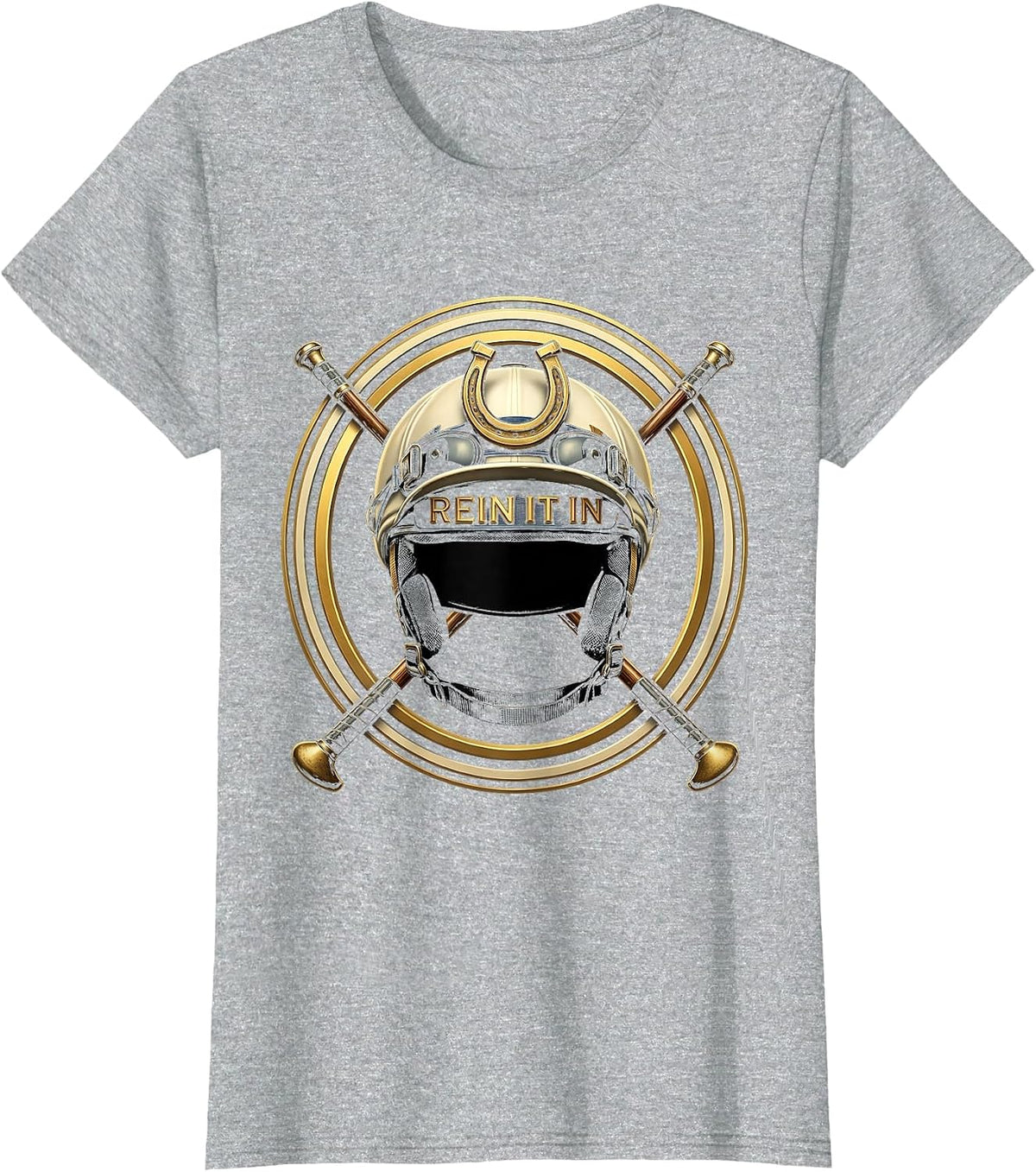 Rein It In Equestrian Horse Riding Design T-Shirt - Heather Grey