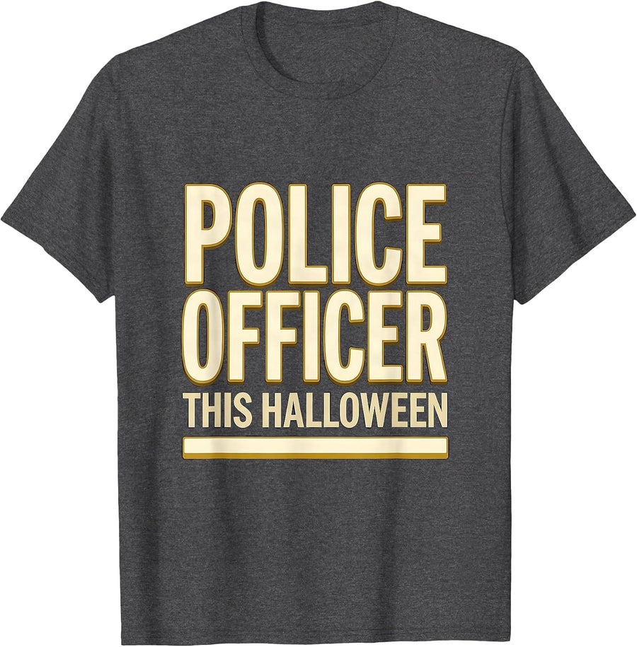 Men's Police Officer This Halloween Costume Halloween Party T-Shirt - Dark Heather Grey