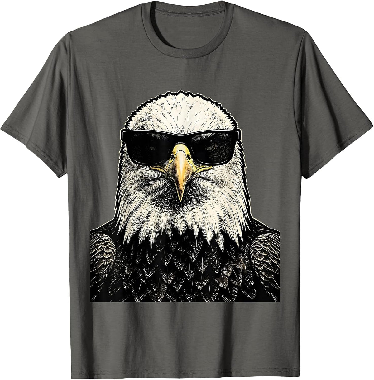 Men's Bald Eagle Oversized Sunglasses Funny Eagle Lover T-Shirt - Asphalt Grey