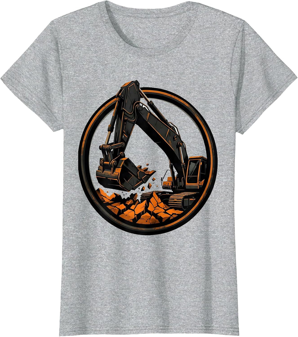 Excavator Digging Cracked Earth Graphic T-Shirt - Heather Grey
