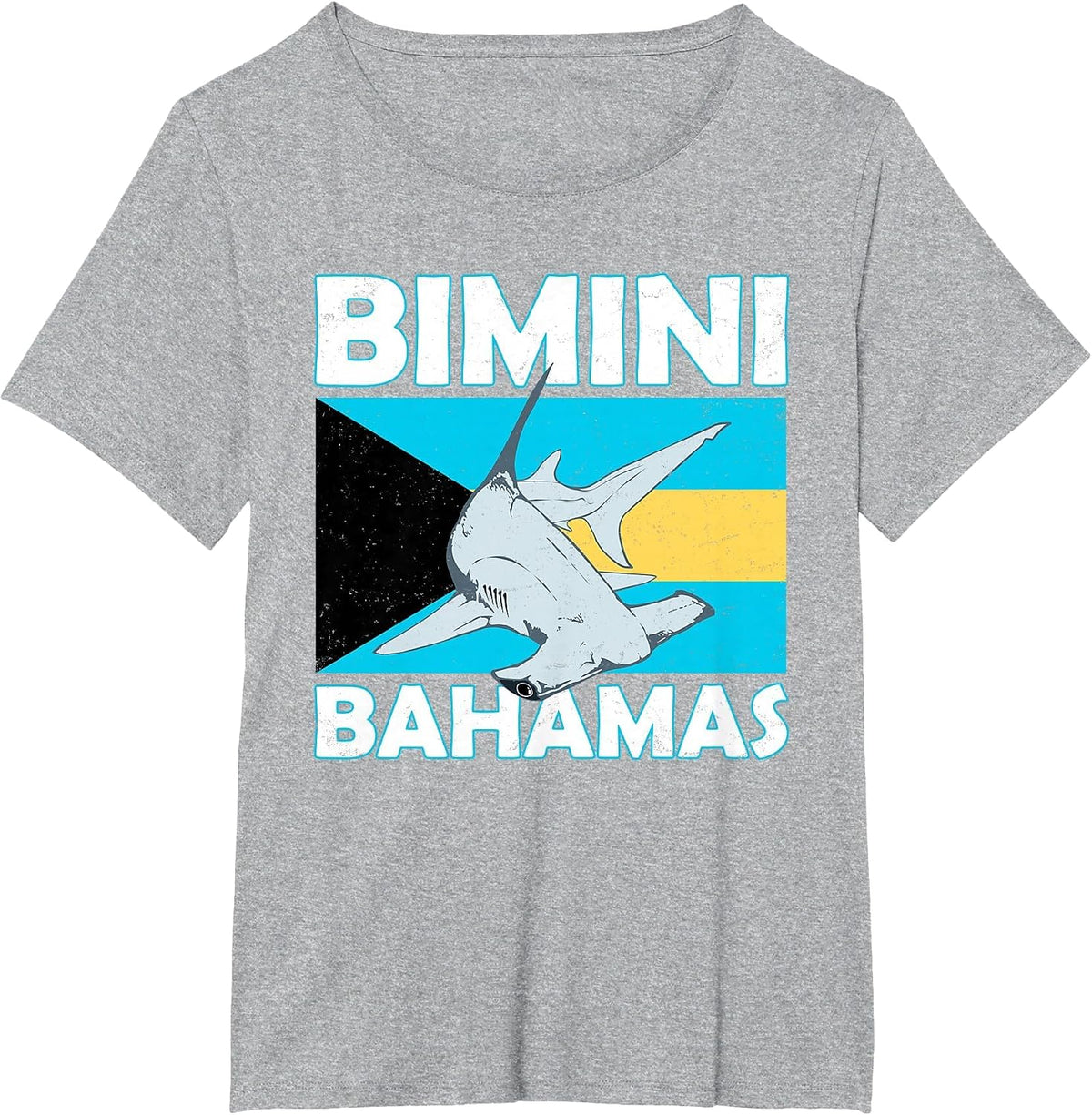 Hammerhead Shark Bimini Bahamas T-Shirt - Heather Grey