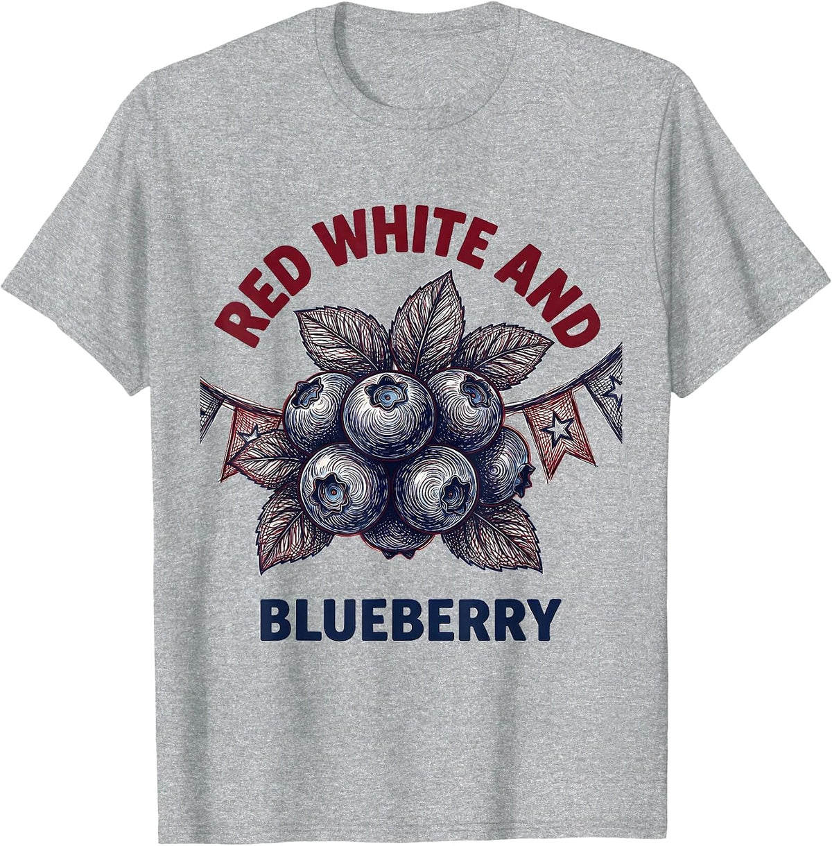 Men's Red White and Blueberry Patriotic Design T-Shirt - Heather Grey
