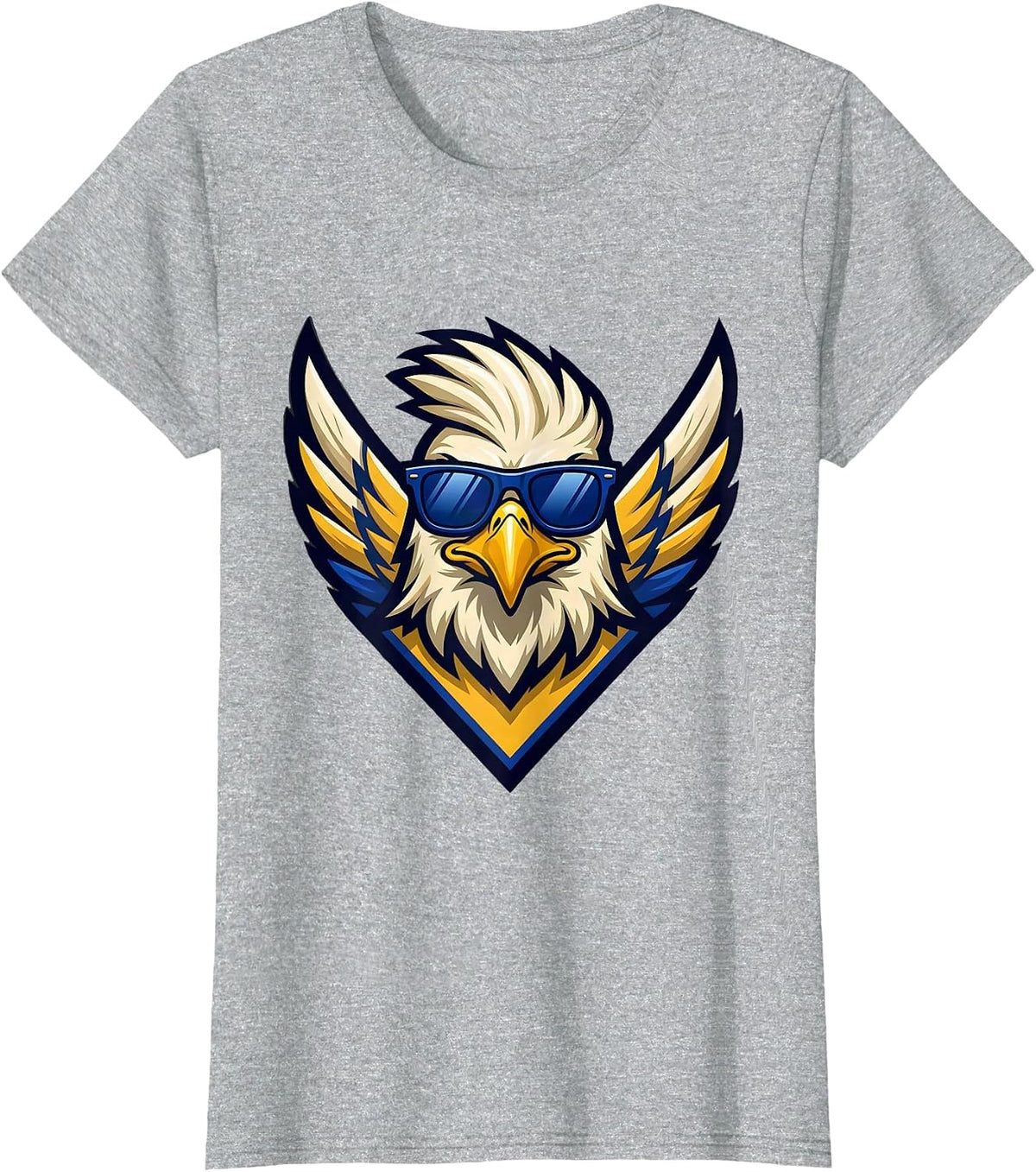 Bald Eagle Mascot Sunglasses Eagle Fan Novelty T-Shirt - Heather Grey
