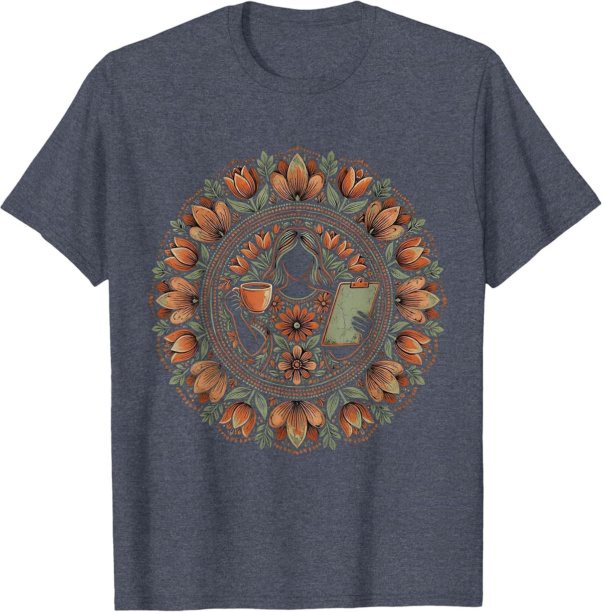 Paraprofessional Balancing Coffee and Clipboard T-Shirt - Heather Blue
