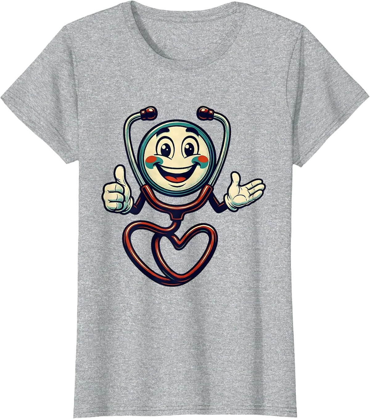 Women's Stethoscope Heart Medical Assistant Gift T-Shirt - Heather Grey