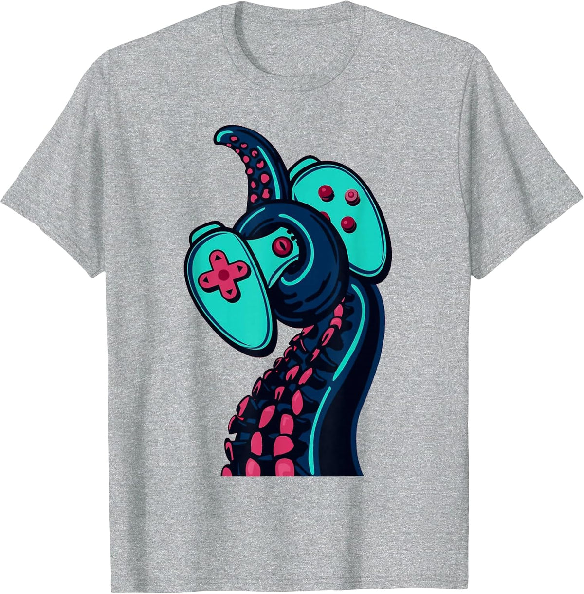 Cool Gamer Octopus Game Players T-Shirt - Heather Grey