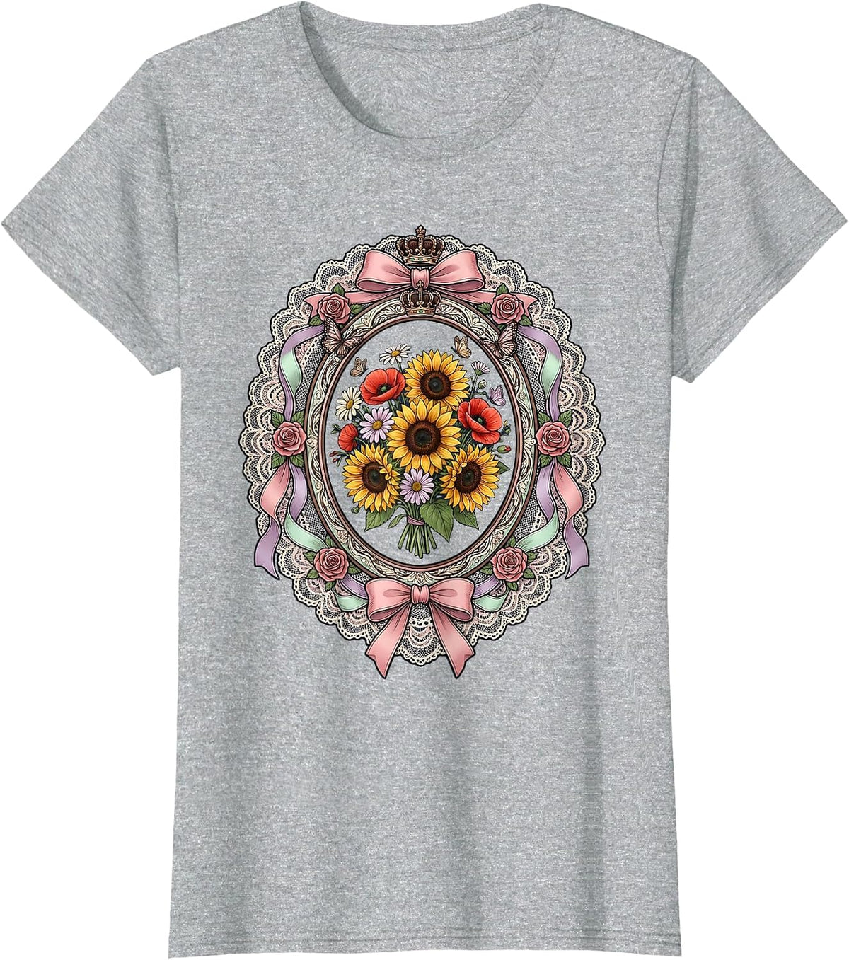 Gigi Wildflower Field Runner Graphic Tee T-Shirt - Heather Grey