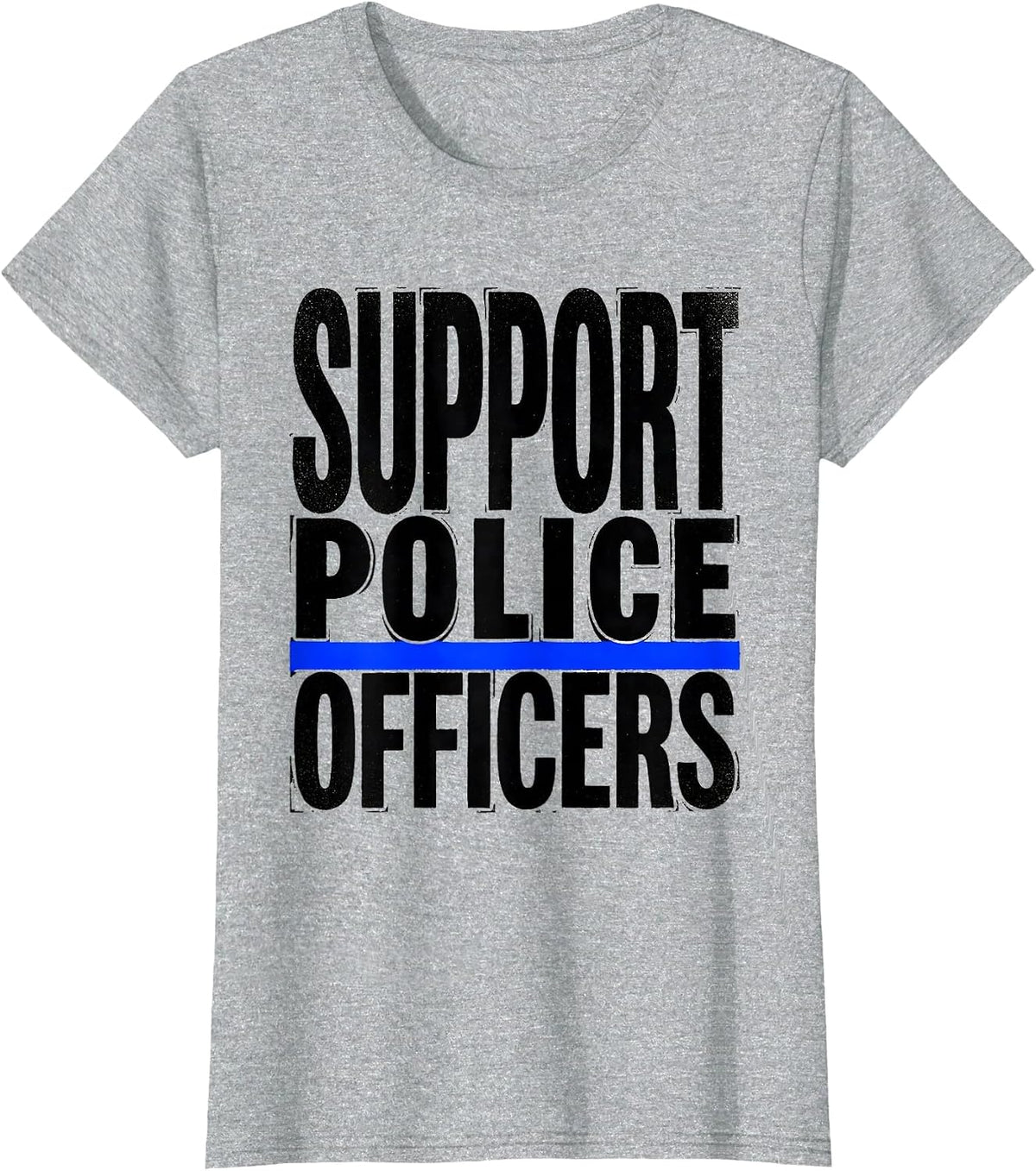 Support Police Officers Thin Blue Line Law Enforcement T-Shirt - Heather Grey