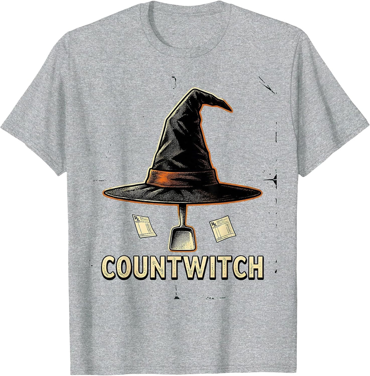 Men's Countwitch Vintage Pharmacy Halloween Pharmacist Tech Crew T-Shirt - Heather Grey