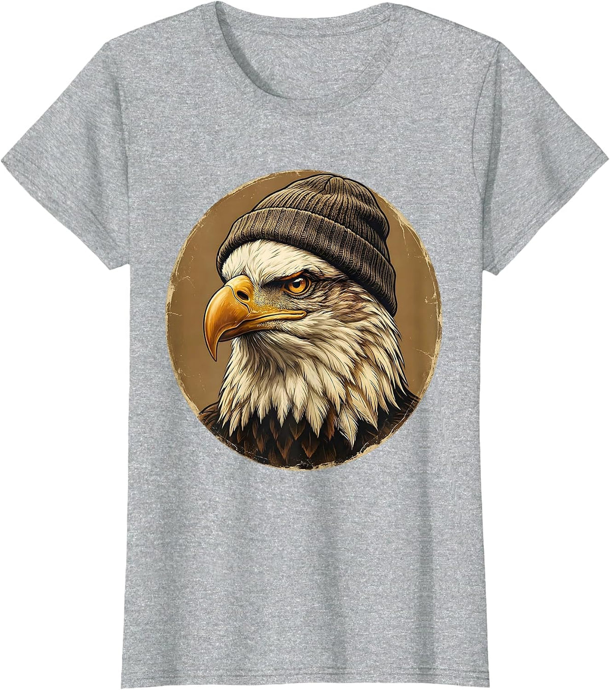 Women's Bald Eagle Portrait Vintage Eagle Lover Gift T-Shirt - Heather Grey