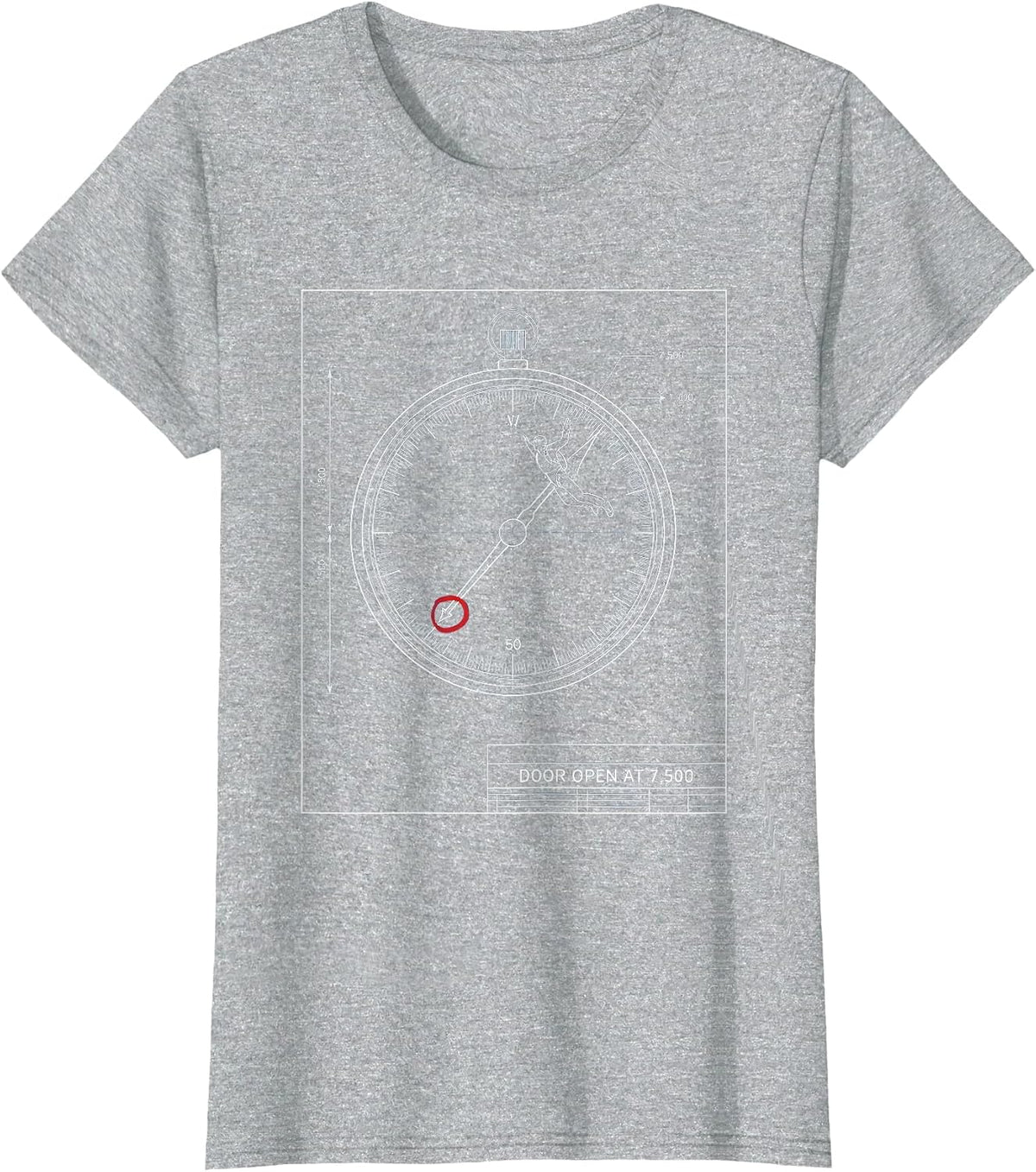Door Open At 7,500 Funny Skydiving Adventure Humor T-Shirt - Heather Grey