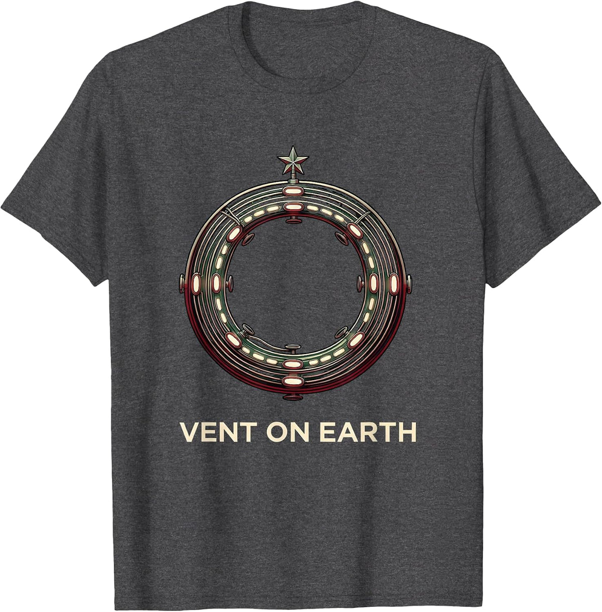 Men's Vent On Earth Funny Respiratory Therapist Christmas T-Shirt - Dark Heather Grey