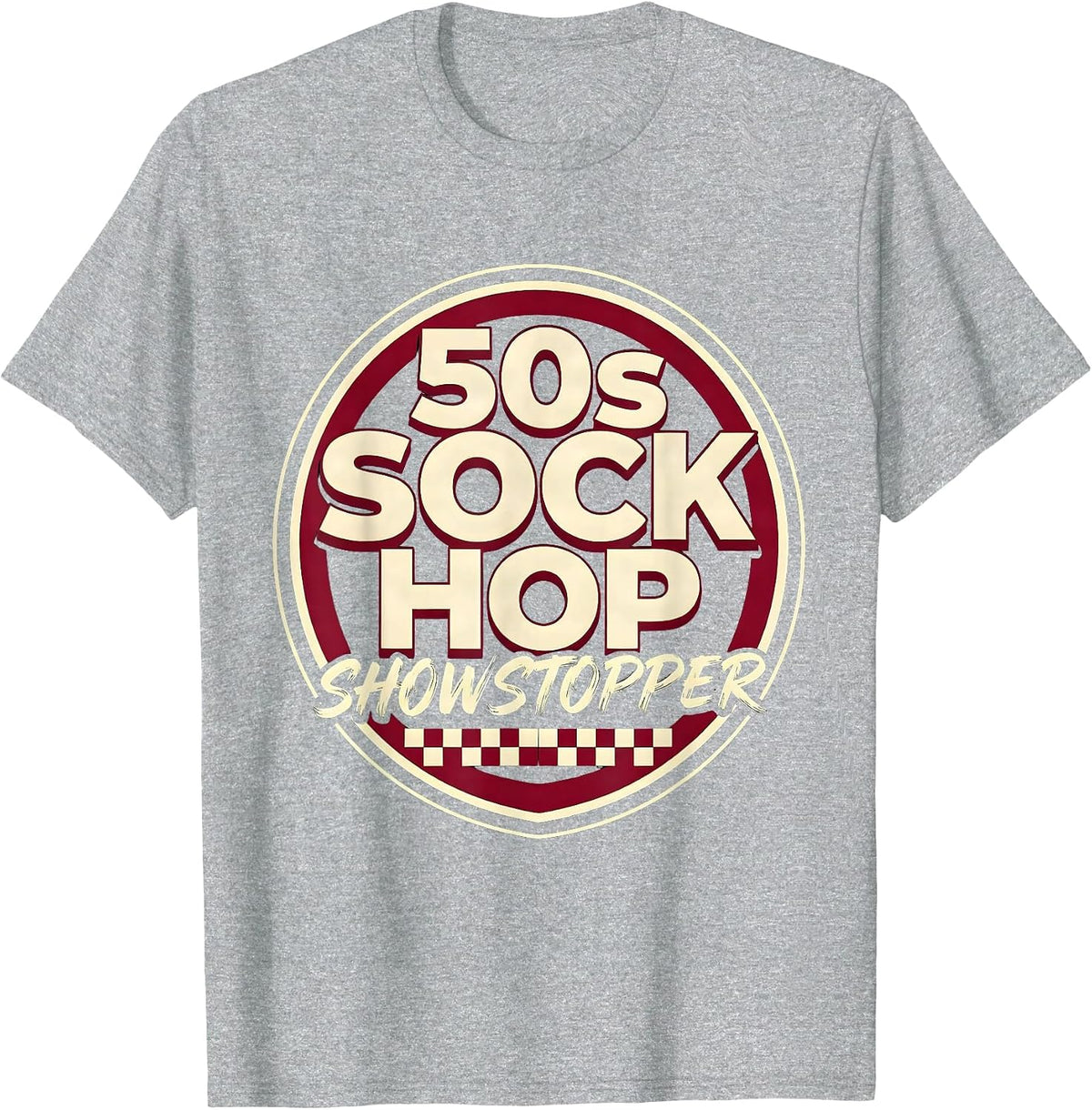 Men's 50s Sock Hop Showstopper Retro Vintage Rockabilly Greaser T-Shirt - Heather Grey