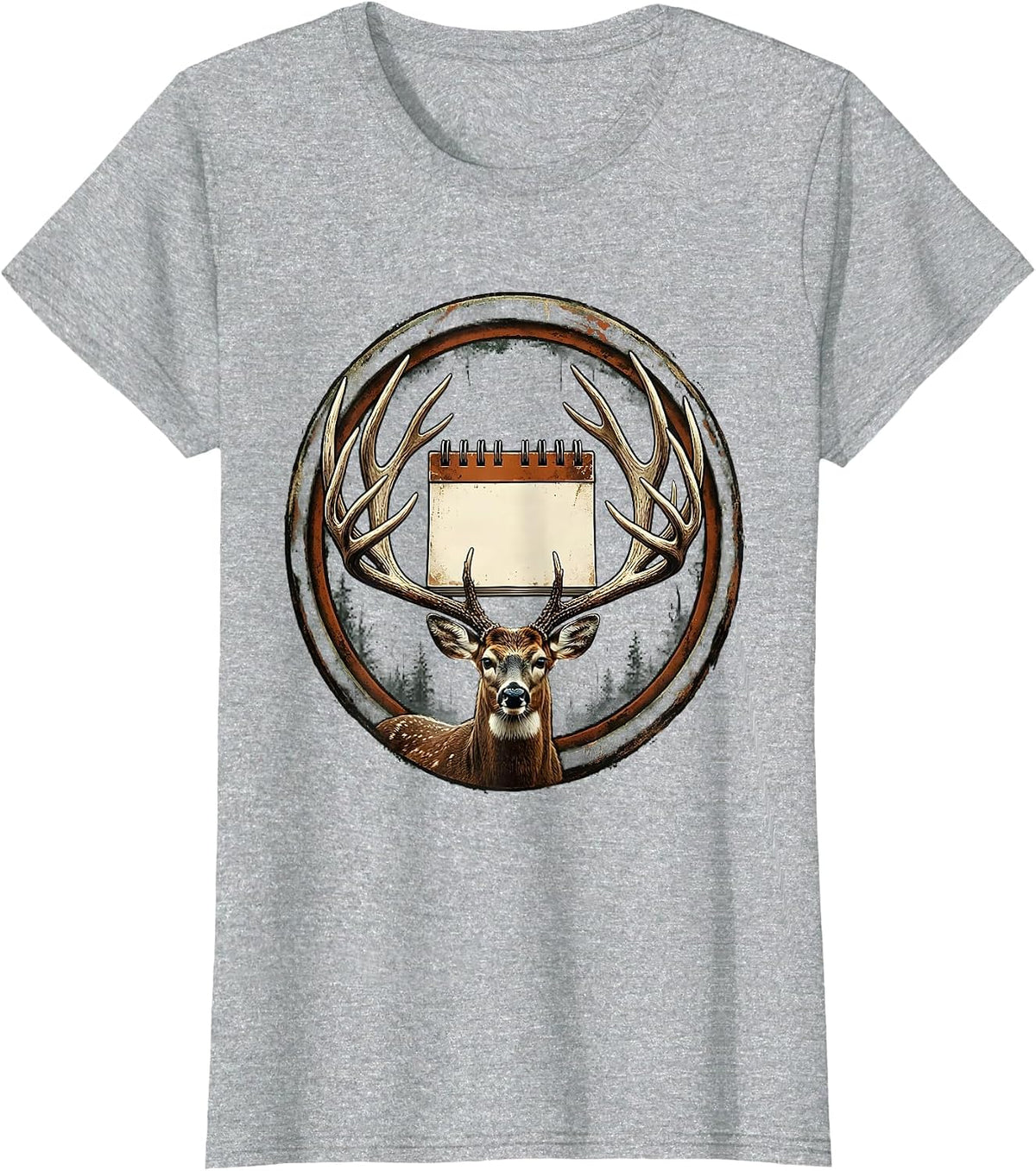 Circular Badge Vintage Deer Hunting Dad Humor T-Shirt - Heather Grey