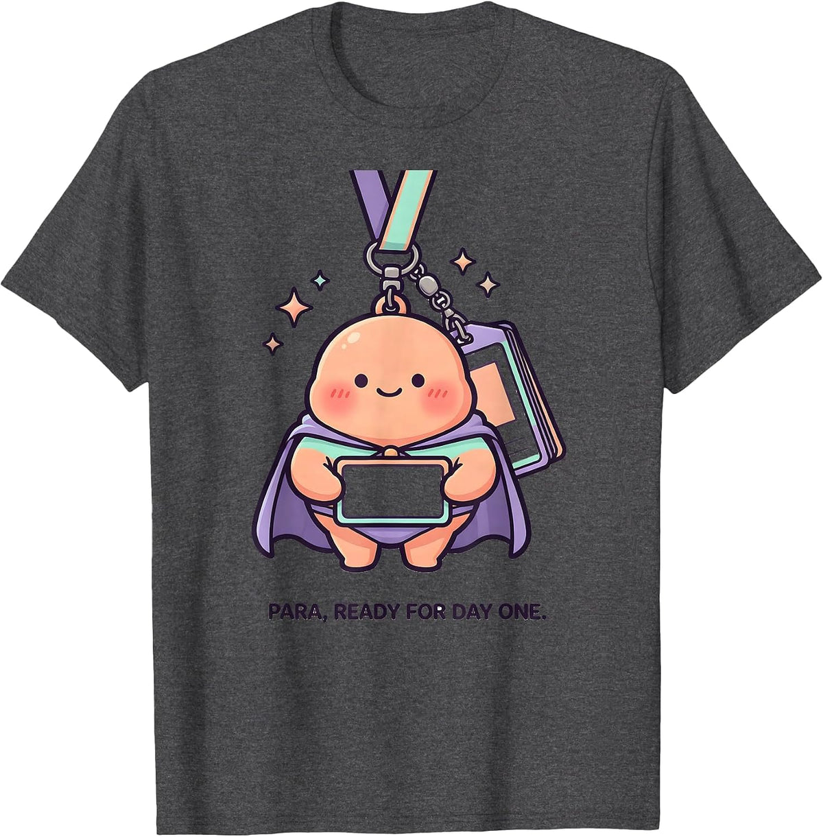 Men's PARA Ready For Day One Cute Kawaii Back To School T-Shirt - Dark Heather Grey
