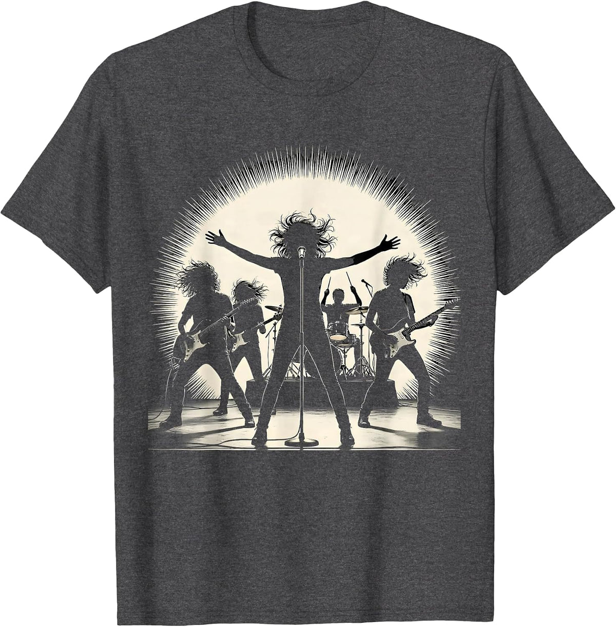 Men's All-Female Band Silhouette Spotlight Graphic T-Shirt - Dark Heather Grey