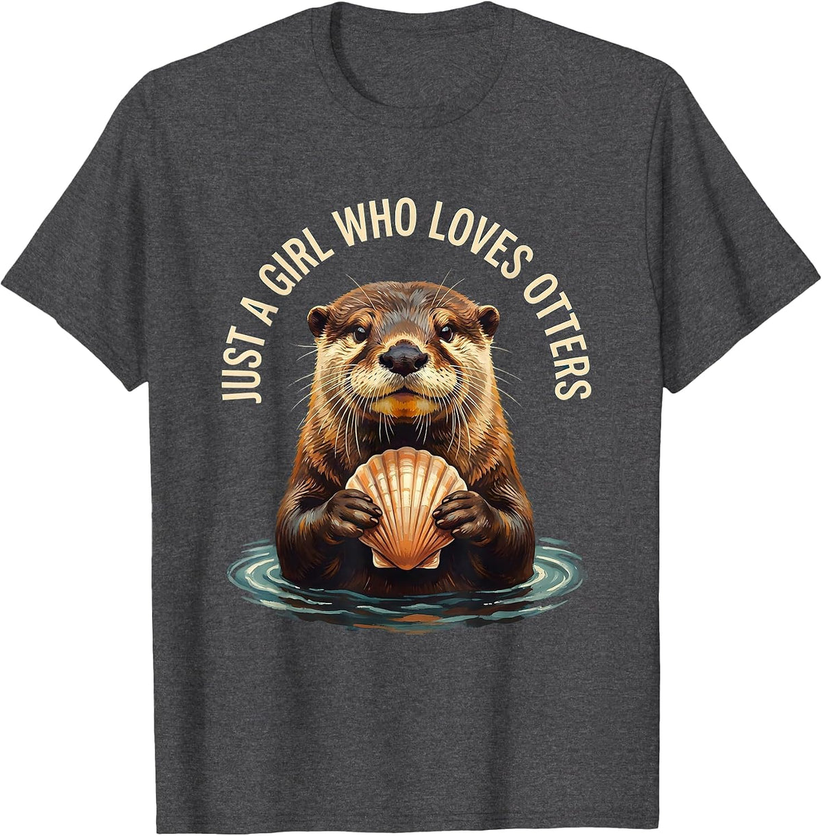 Men's Just A Girl Who Loves Otters Animal Lover Humor T-Shirt - Dark Heather Grey