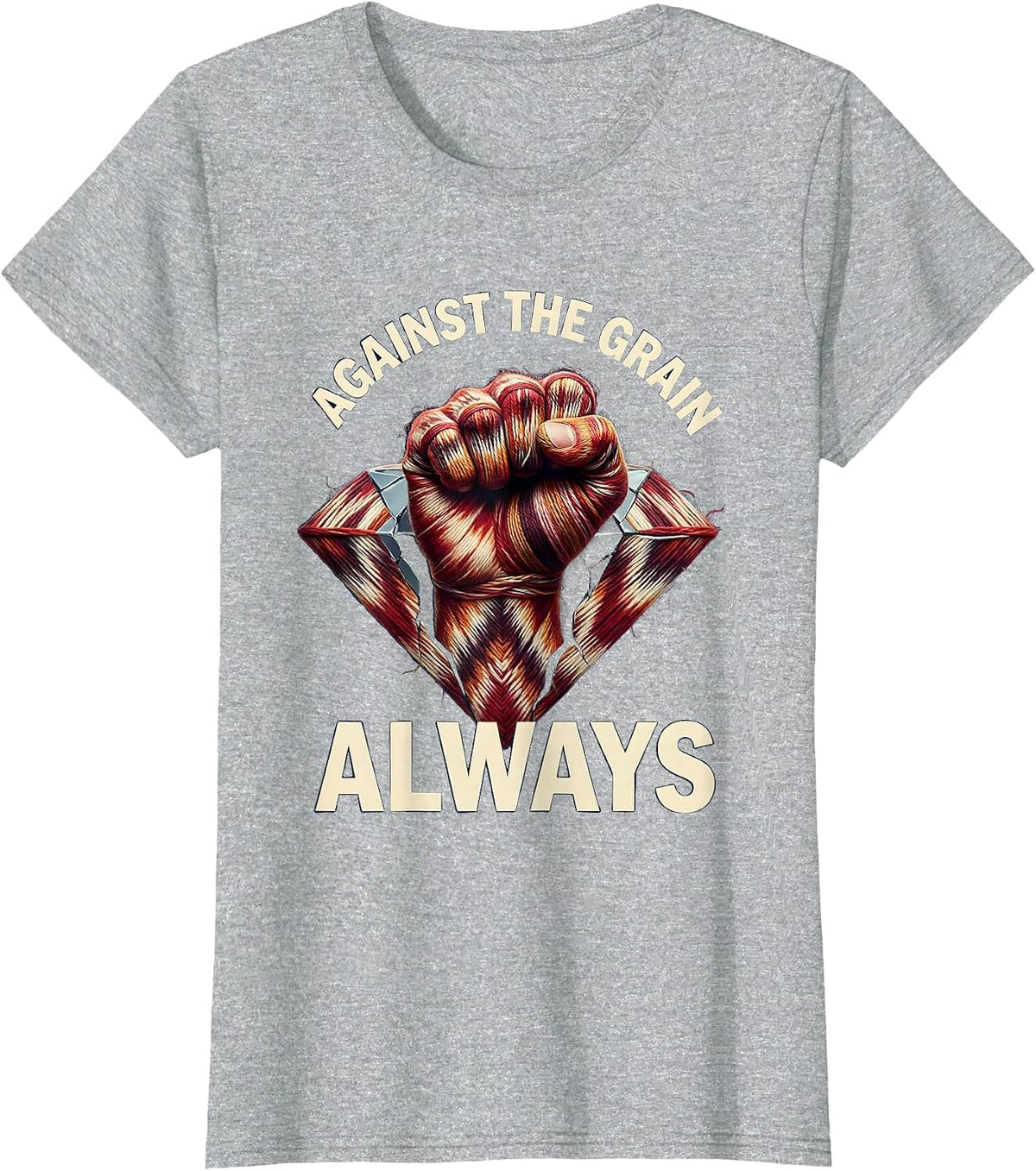 Against the Grain Always Punk Rebel Design T-Shirt - Heather Grey