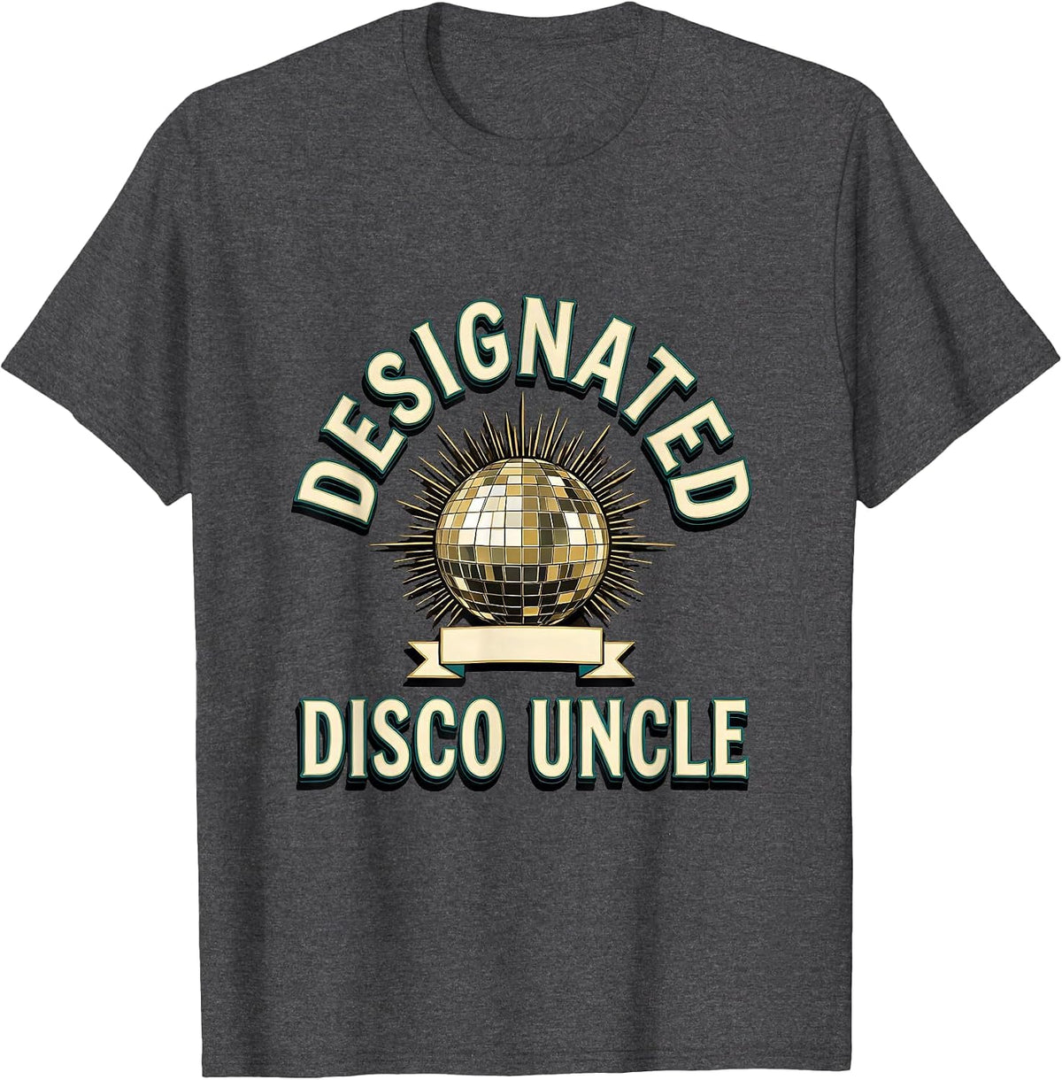Designated Disco Uncle Retro 70s Disco Party Costume T-Shirt - Dark Heather Grey