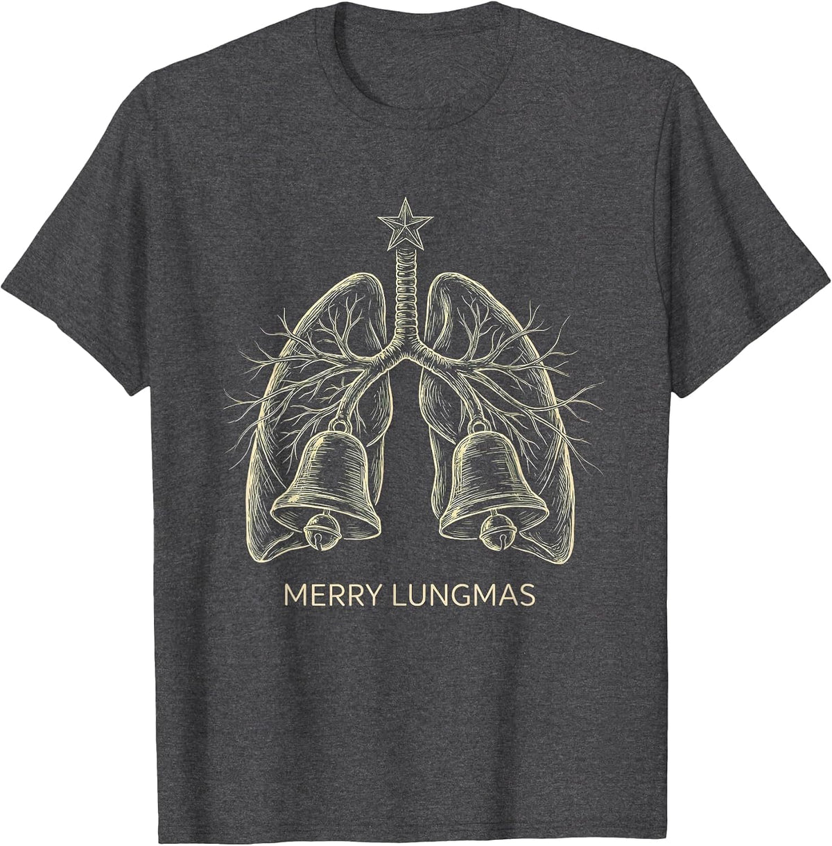 Merry Lungmas Respiratory Therapist Holiday Humor T-Shirt - Dark Heather Grey