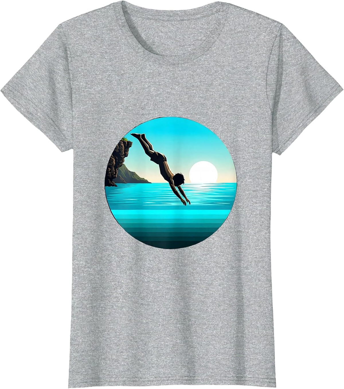 Hawaiian Kid Diving Into Turquoise Lagoon T-Shirt - Heather Grey