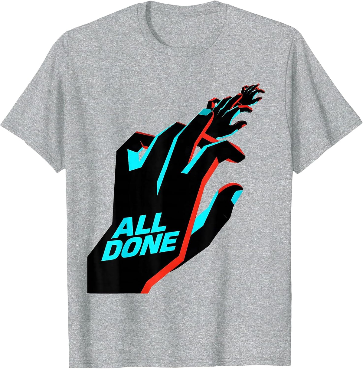 Men's All Done New Wave Typography ASL Sign Language Teacher T-Shirt - Heather Grey
