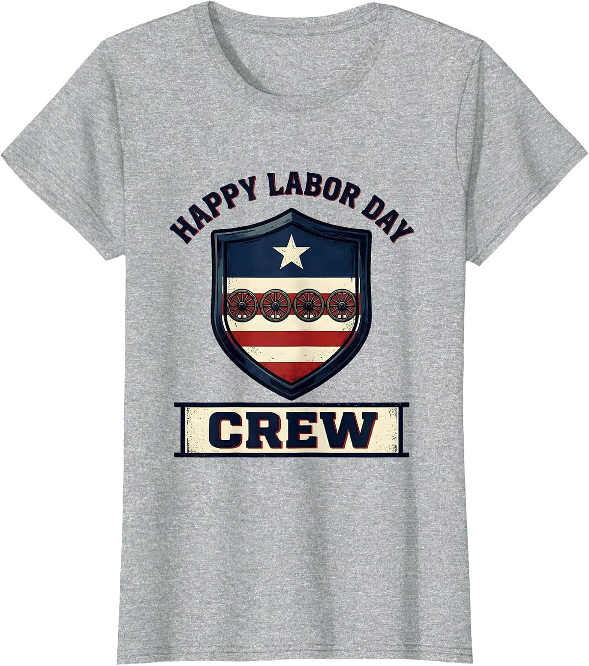Women's Happy Labor Day Crew Patriotic Americana Labor Day Gift T-Shirt - Heather Grey