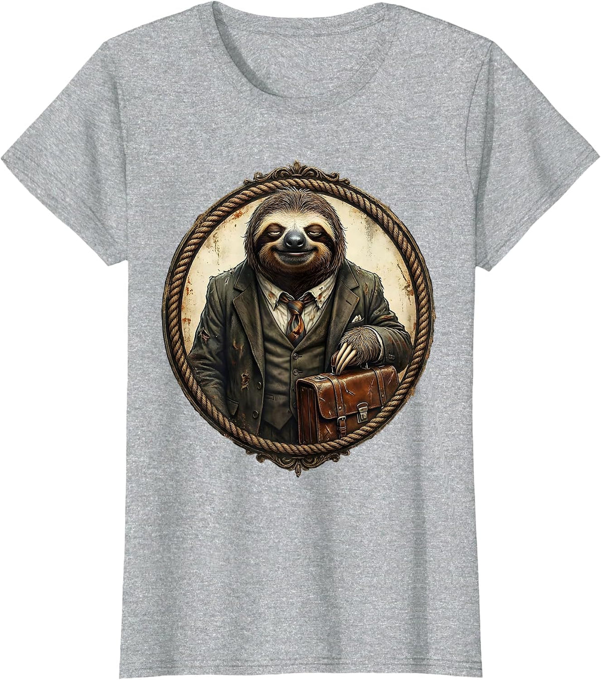 Sloth in Business Suit Funny Office Animal T-Shirt - Heather Grey