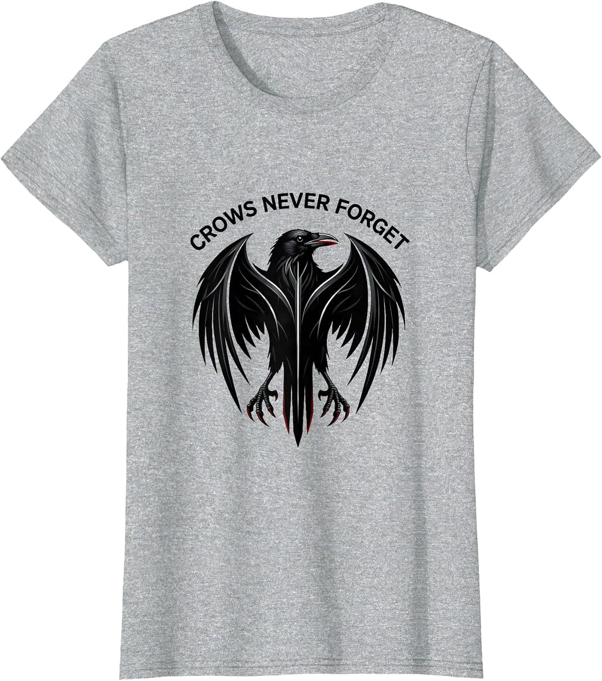 Crows Never Forget Intelligent Bird Design T-Shirt - Heather Grey