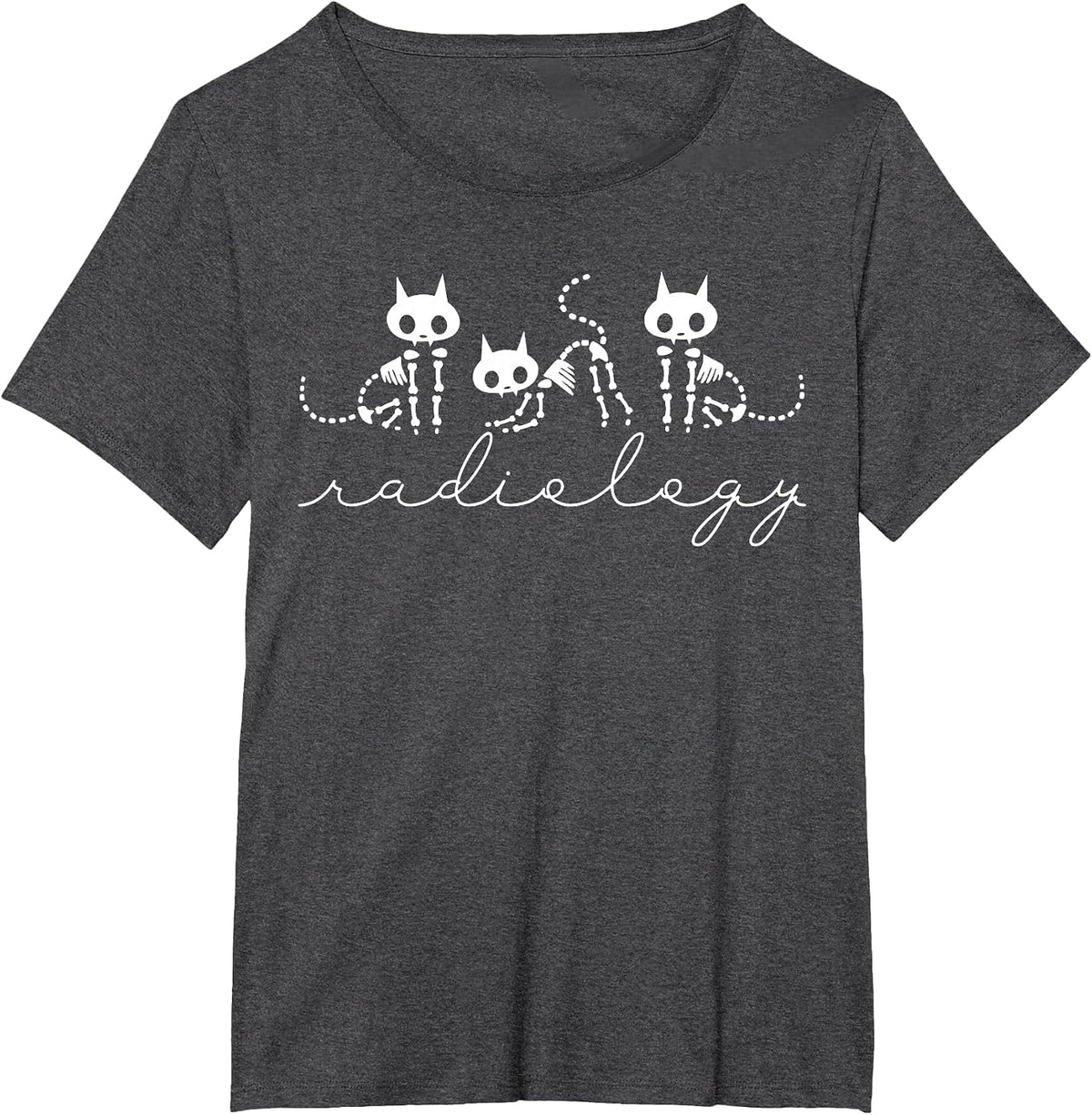 Xray Tech Halloween Cat Skeleton Radiology Rad Tech Student T-Shirt - Dark Heather Grey