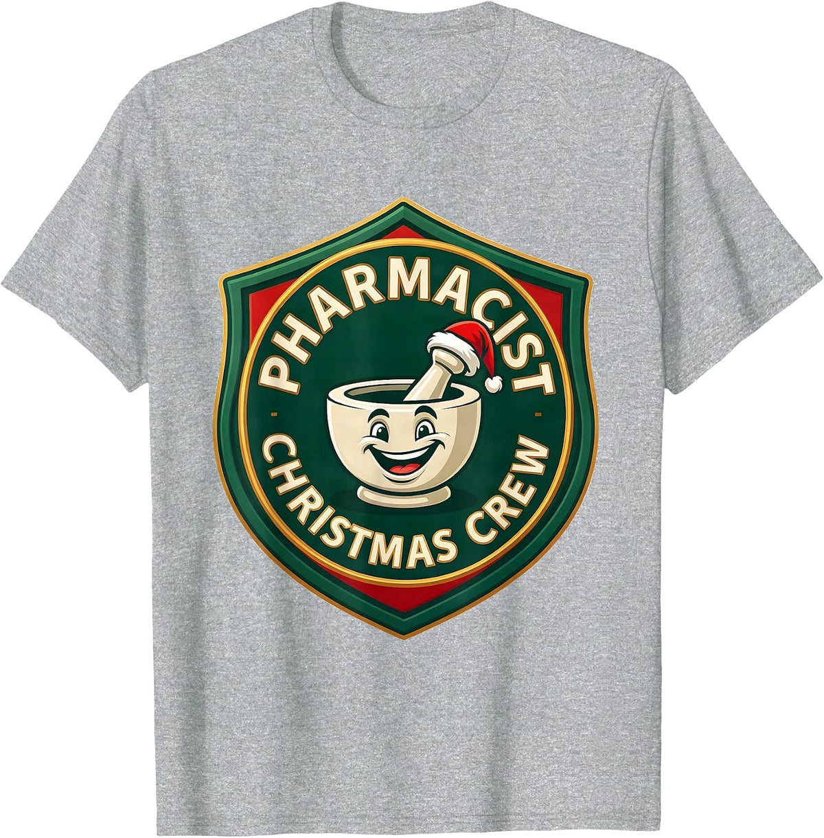 Men's Pharmacist Christmas Crew Funny Pharmacy Squad Holiday T-Shirt - Heather Grey