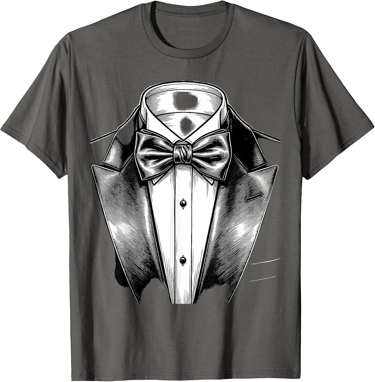 Men's Classic Tuxedo Bow Tie and Lapels Illustration T-Shirt - Asphalt Grey