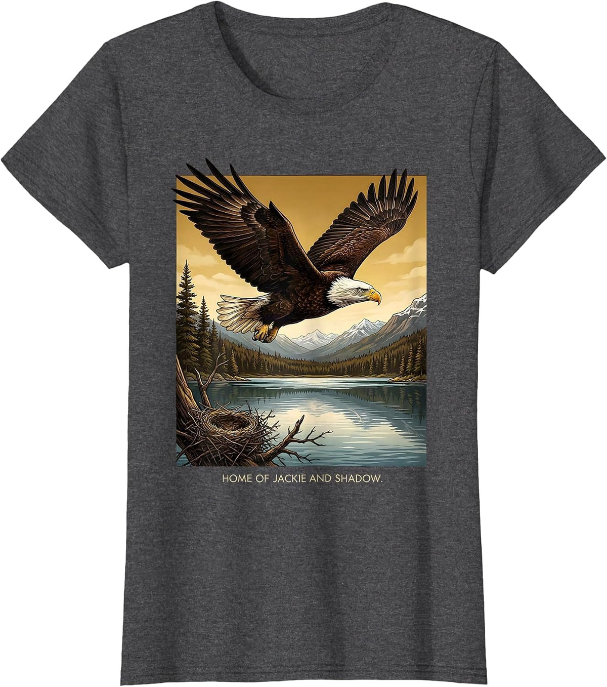 Women's Home Of Jackie And Shadow Vintage Bald Eagle Memorial Big T-Shirt - Dark Heather Grey