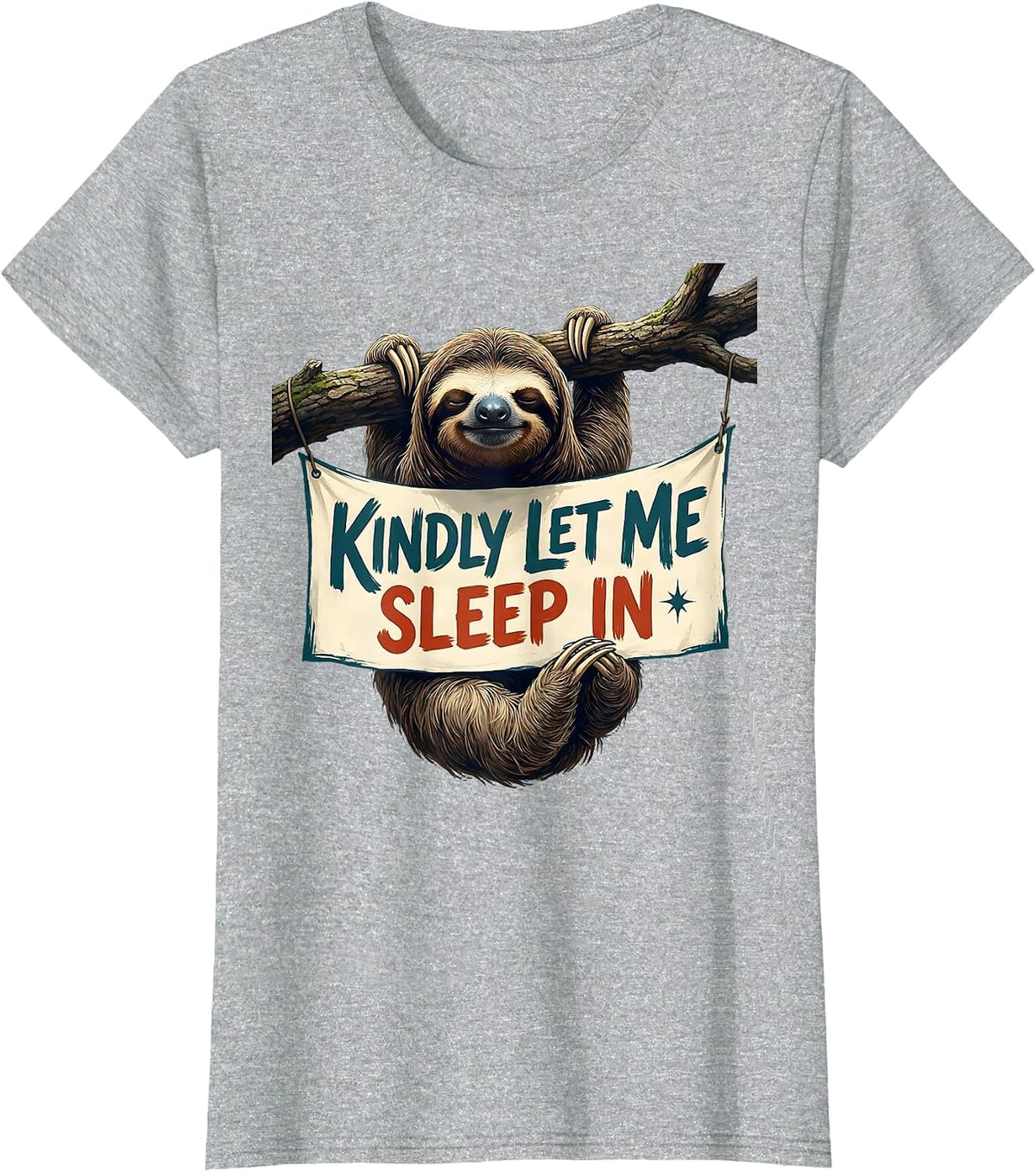 Kindly Let Me Sleep In Funny Sloth Napping Humor T-Shirt - Heather Grey