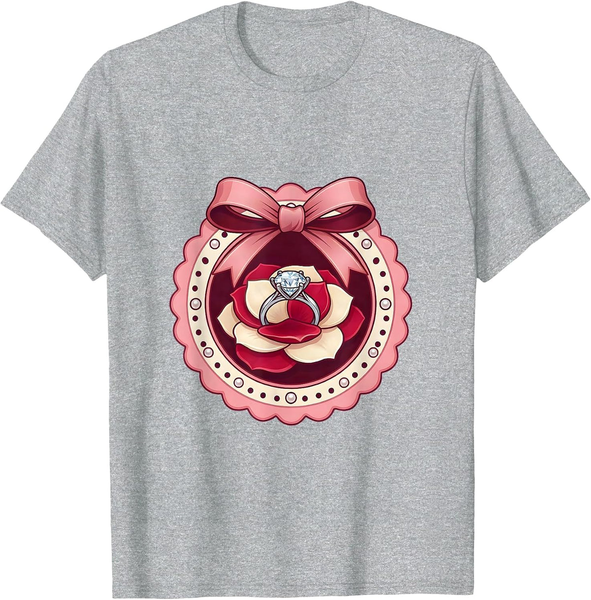 Men's Gigi Diamond Ring Rose Petal Graphic T-Shirt - Heather Grey